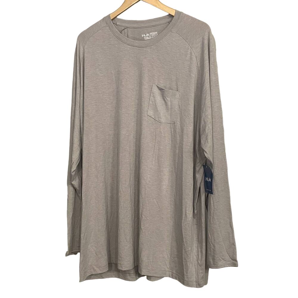 HUK Fishing Shirt Waypoint Performance Long Sleeve Pocket Tshirt Mens 3XL New